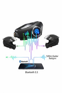 Q28 Kameralı Bluetooth Kask Interkom | 1080P | Su Geçirmez | LCD Ekran