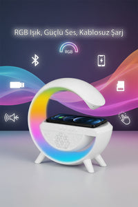 G Bluetooth Hoparlör & 15W Kablosuz Şarjlı Akıllı Gece Lambası