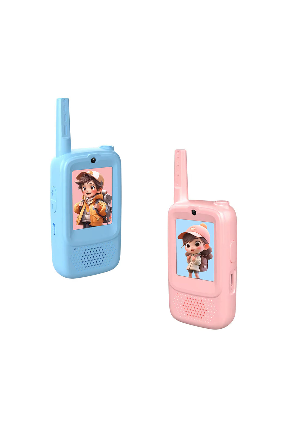 2 İnç Ekranlı Çocuk Telsizi Walkie Talkie 500m Menzil Type-C Şarjlı Oyuncak Telsiz