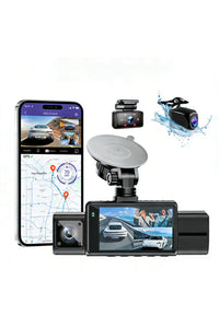F6 4K 3 Kameralı Araç İçi Kamera GPS WiFi Gece Görüşlü Ön Arka İç Kayıt