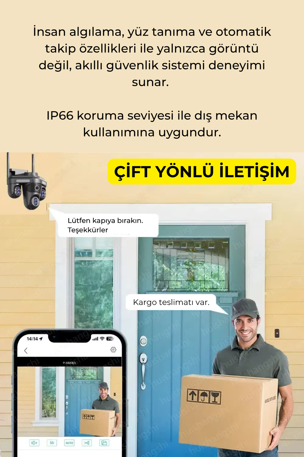 SNR3 7 Lens 3.5MP 4 Ekran PTZ WiFi Güvenlik Kamerası 30X Zoom IP66 Gece Görüşlü