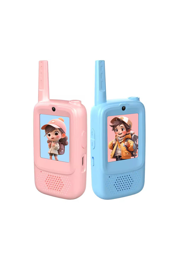 2 İnç Ekranlı Çocuk Telsizi Walkie Talkie 500m Menzil Type-C Şarjlı Oyuncak Telsiz