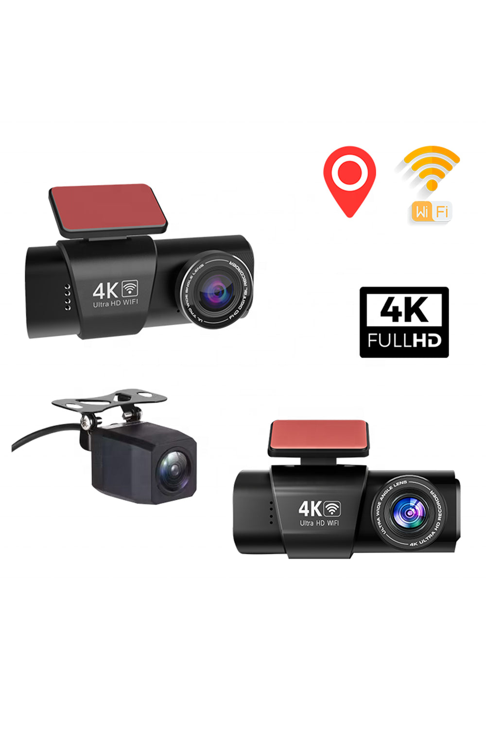 L308 4K Çift Kameralı Araç Kamerası | GPS + WiFi | Gece Görüş