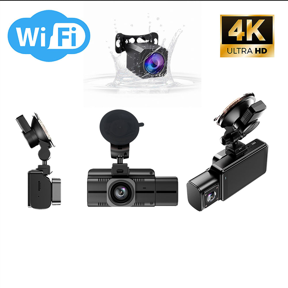 F6 4K 3 Kameralı Araç İçi Kamera GPS WiFi Gece Görüşlü Ön Arka İç Kayıt