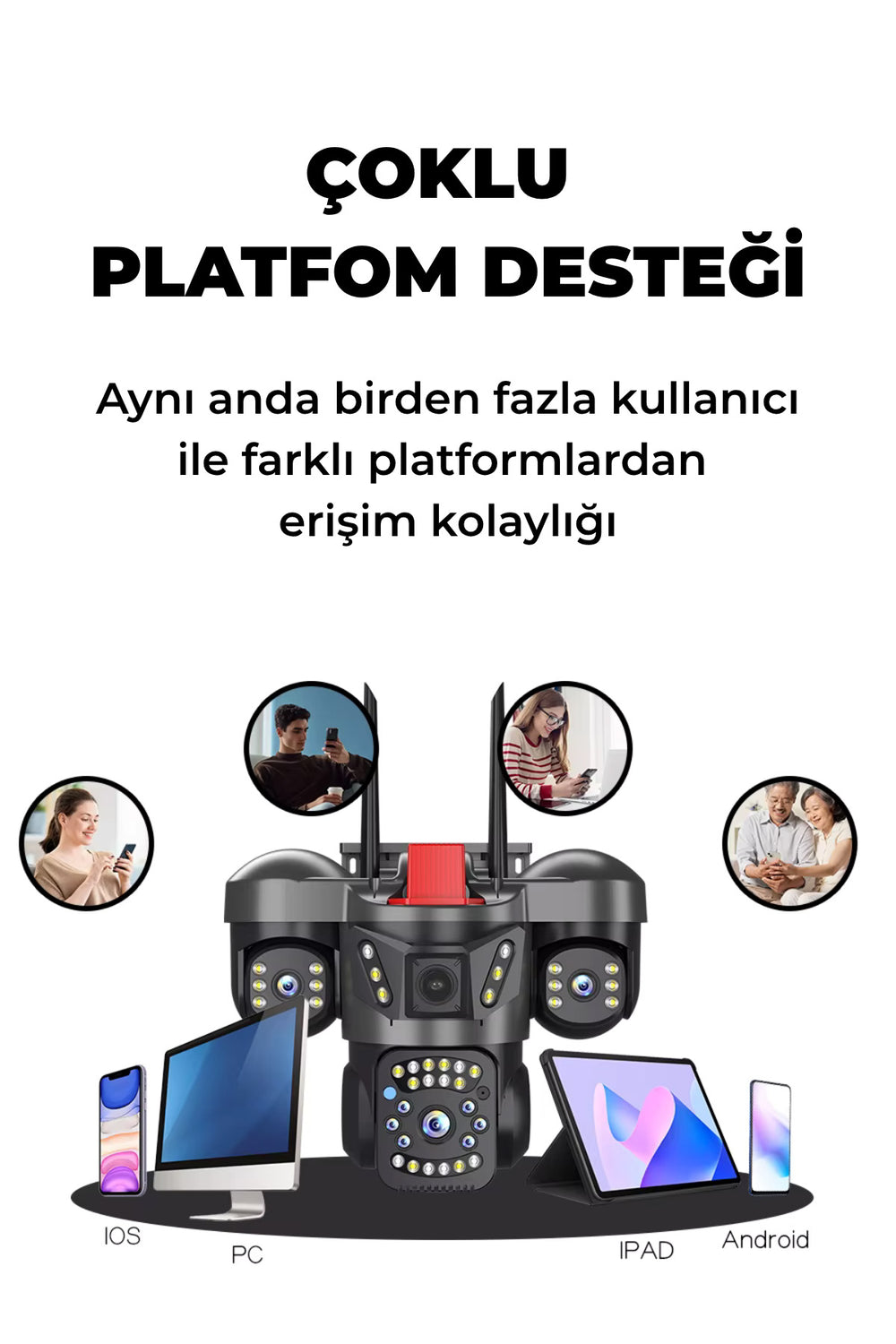 SNR1 6MP Çift Lens PTZ WiFi Güvenlik Kamerası 355° Gece Görüşlü IP66 Dış Mekan