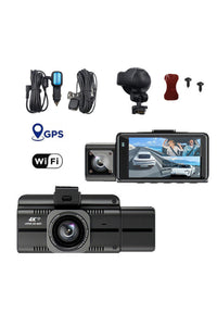 F6 4K 3 Kameralı Araç İçi Kamera GPS WiFi Gece Görüşlü Ön Arka İç Kayıt