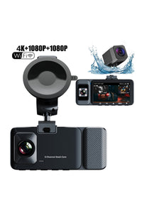 K02 ProMax 4K 3 Kameralı Araç İçi Kamera GPS WiFi Gece Görüşlü Ön Arka İç Kayıt