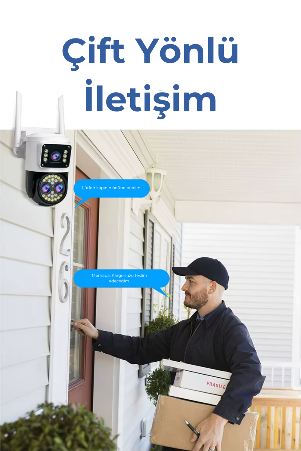 LF-006 4MP Çift Lens WiFi Güvenlik Kamerası 120° Panoramik Gece Görüşlü IP Kamera