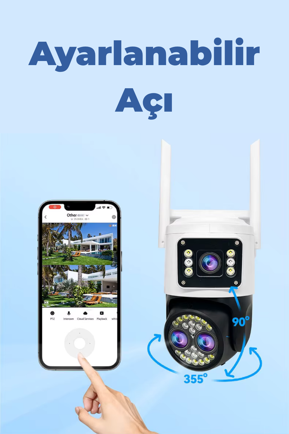 LF-006 4MP Çift Lens WiFi Güvenlik Kamerası 120° Panoramik Gece Görüşlü IP Kamera