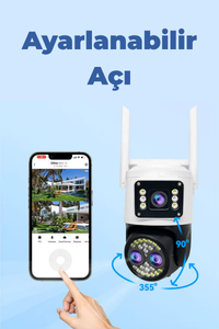 LF-006 4MP Çift Lens WiFi Güvenlik Kamerası 120° Panoramik Gece Görüşlü IP Kamera