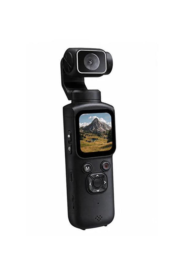 4K Pocket Gimbal Kamera WiFi Destekli 330° Döner Lensli Yüz Takipli Mini Vlog Kamerası