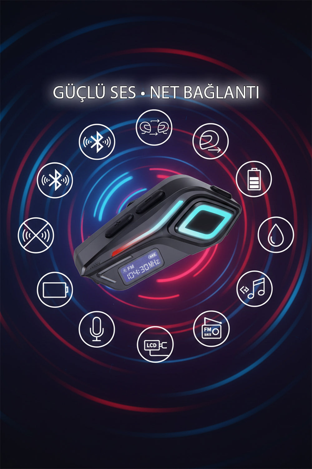 K08 Bluetooth 5.4 Kask İnterkom | ENC Gürültü Engelleyici | IPX8