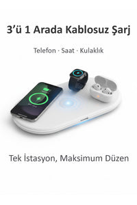 3’ü 1 Arada Kablosuz Hızlı Şarj İstasyonu