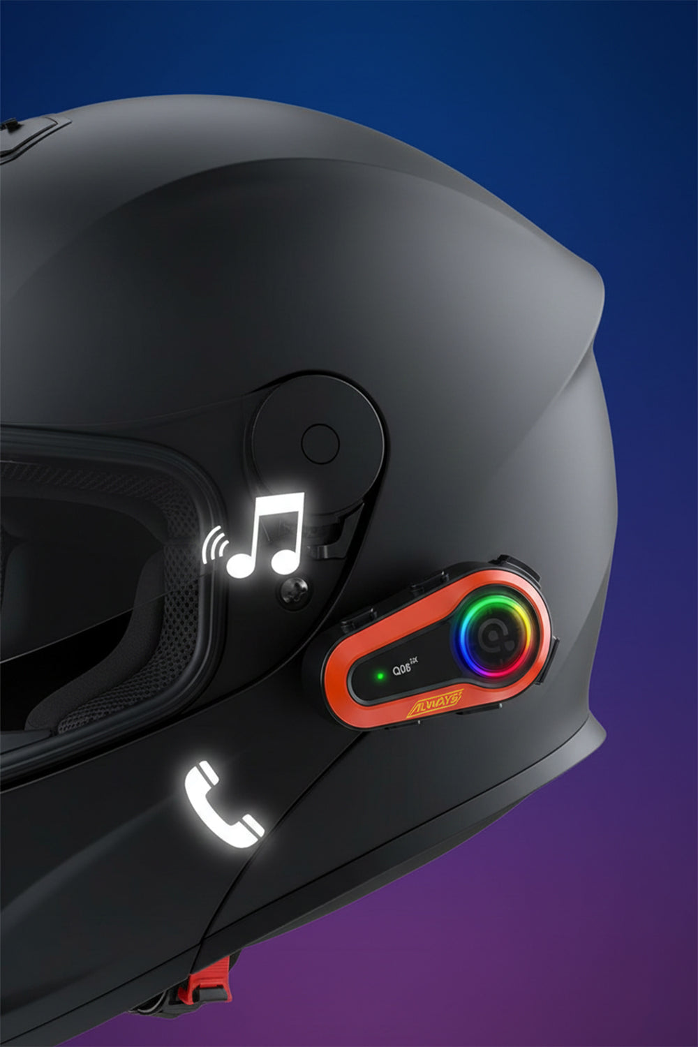 Q08 2X Motosiklet Kask İnterkom Kulaklık | 2 Kişi Eşleşme | 1000m Mesafe | Su Geçirmez