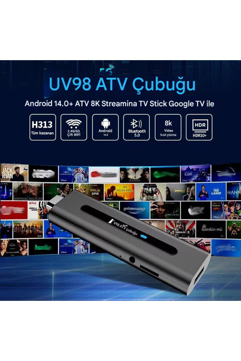 TV98 ATV Android TV Stick 2GB RAM 16GB ROM 4K WiFi 5G Bluetooth 5.0 Smart TV Box