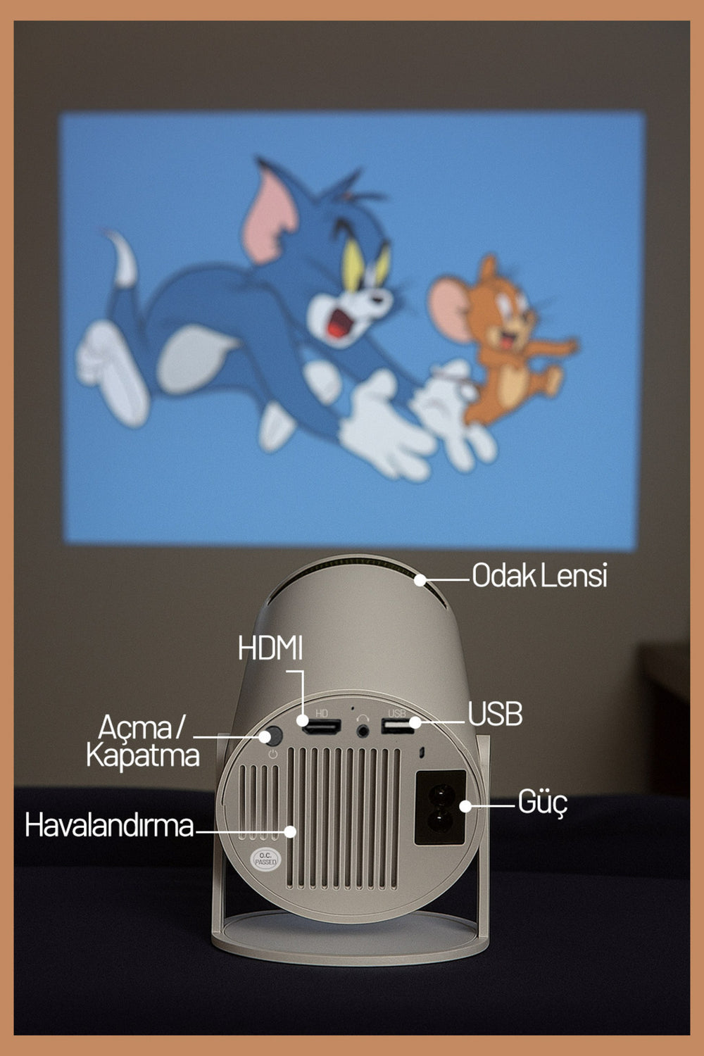 HY300 Akıllı Mini Projeksiyon | Android 11 | WiFi & Bluetooth | 180° Döner Lens
