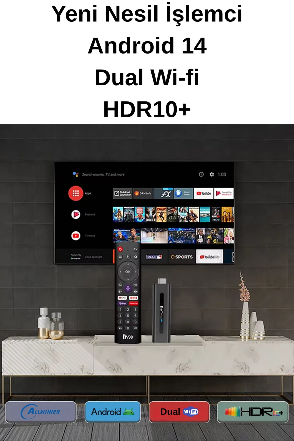 TV98 ATV Android TV Stick 2GB RAM 16GB ROM 4K WiFi 5G Bluetooth 5.0 Smart TV Box