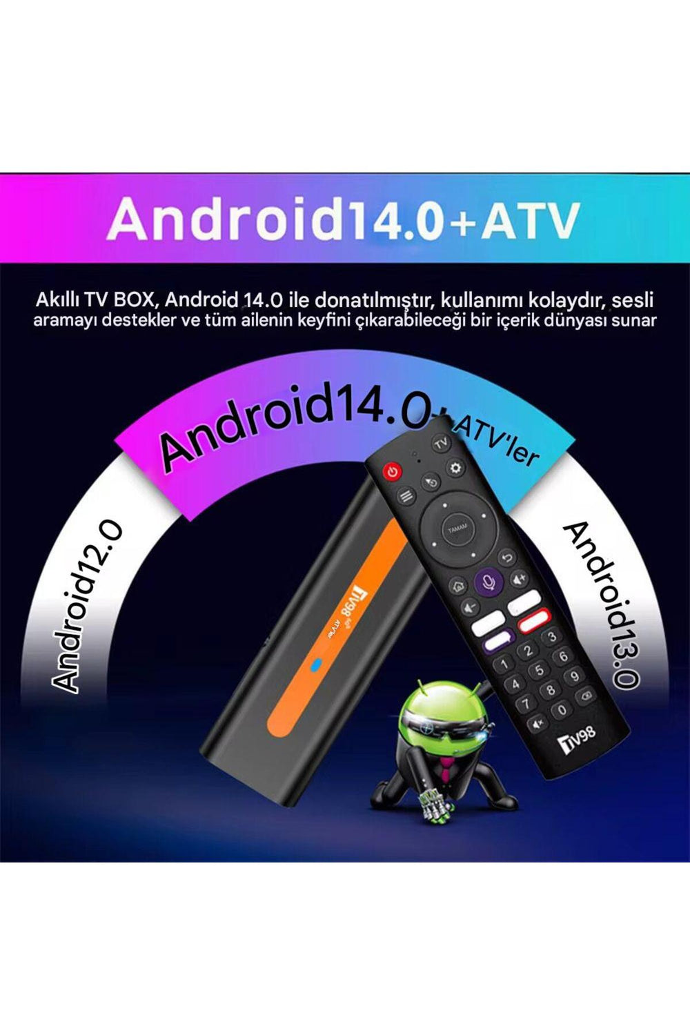 TV98 ATV Android TV Stick 2GB RAM 16GB ROM 4K WiFi 5G Bluetooth 5.0 Smart TV Box